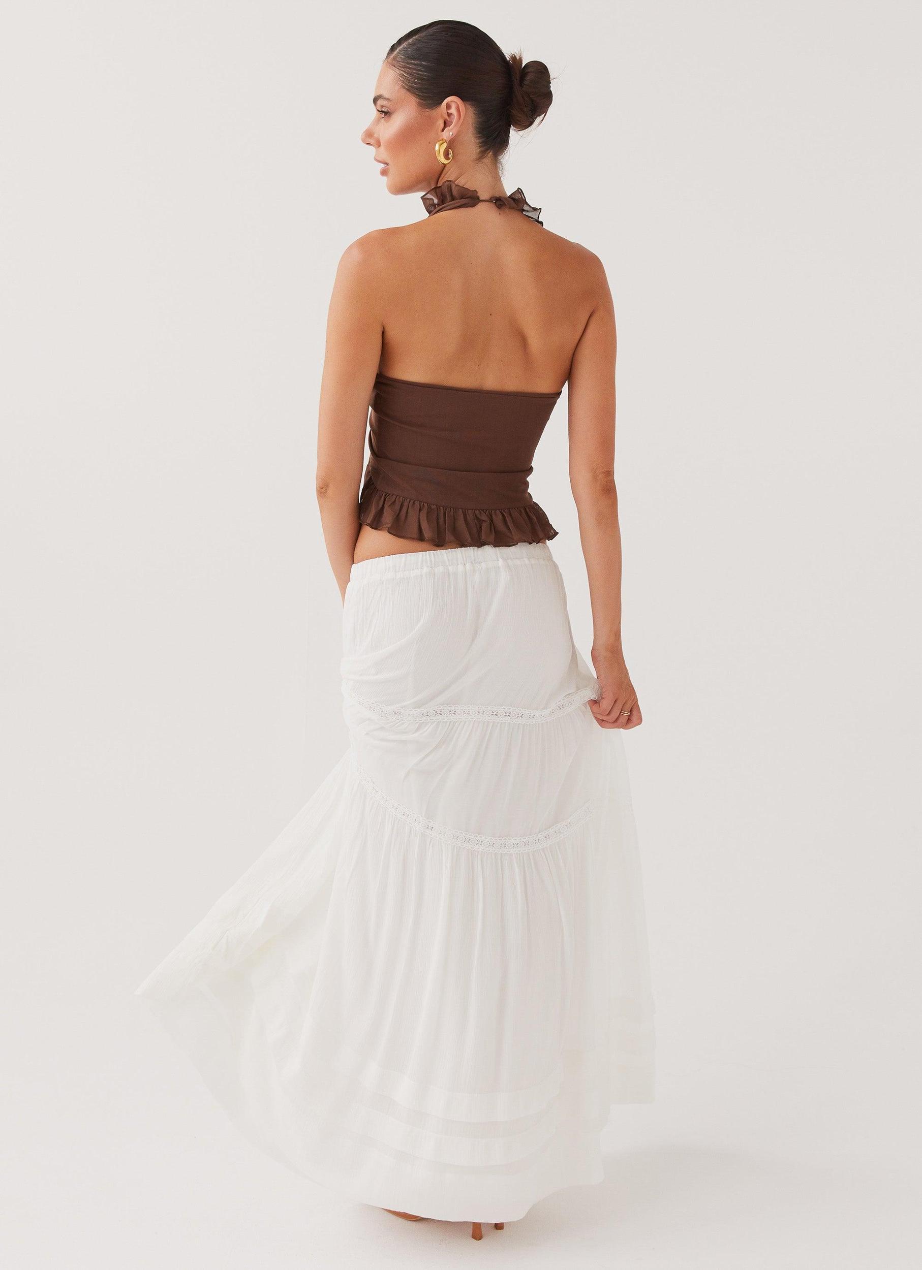 Moonstone Tiered Maxi Skirt - White Product Image