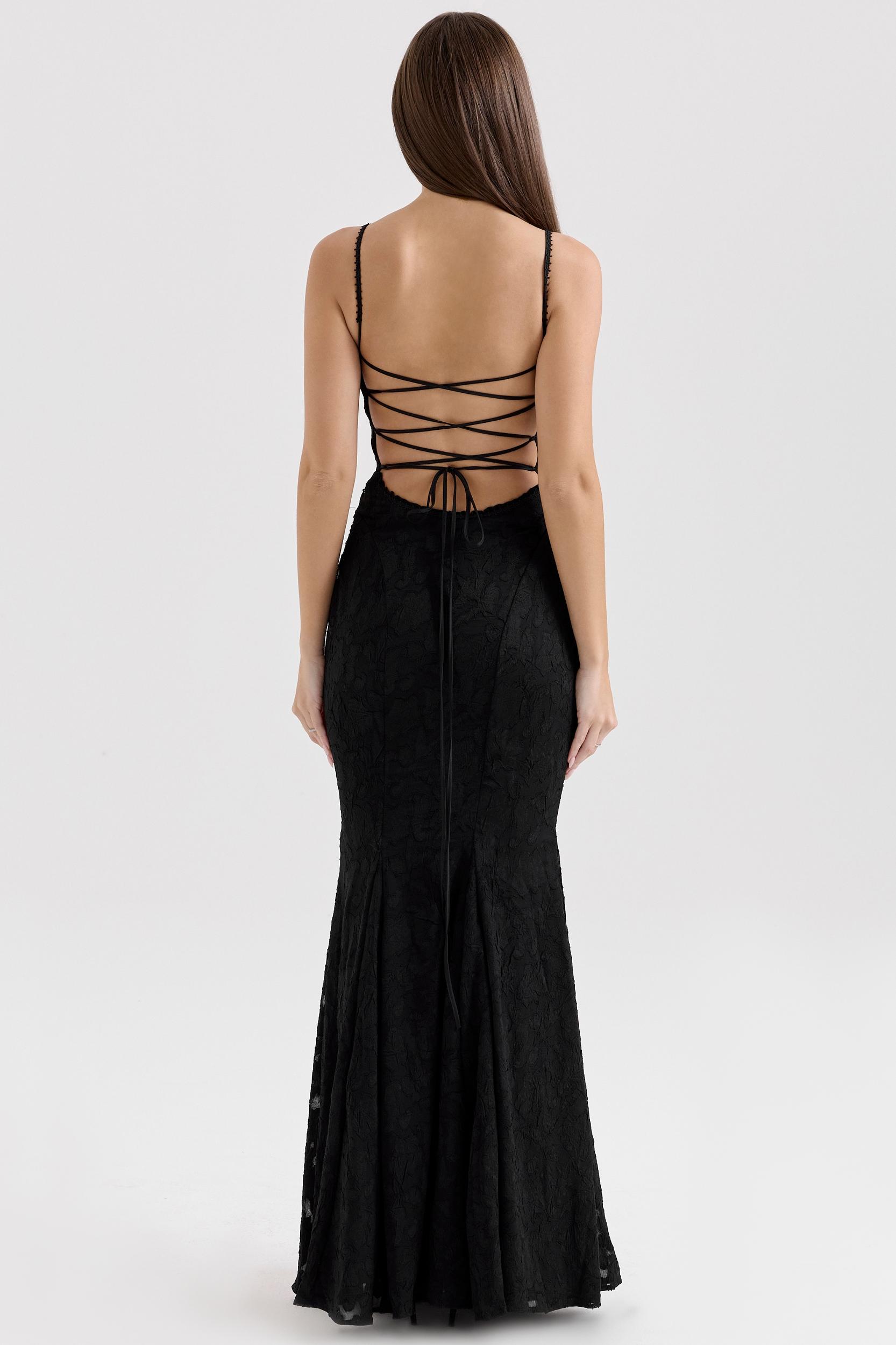 Joan  black lace maxi dress Product Image