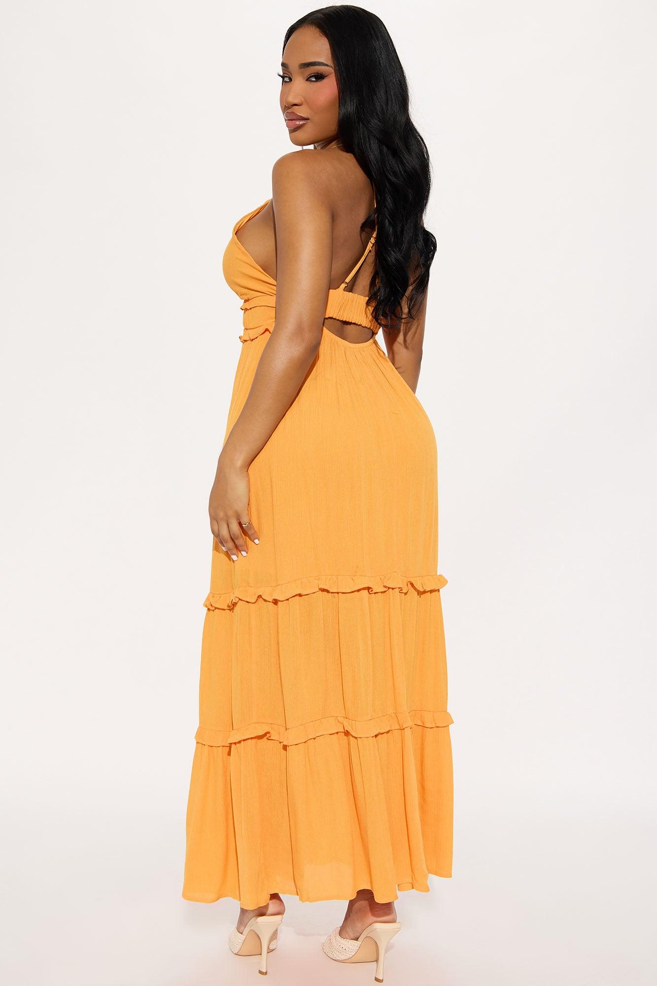 Aisha Tiered Maxi Dress - Orange Product Image