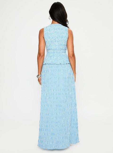 Songbird Shirred Maxi Dress Blue Product Image
