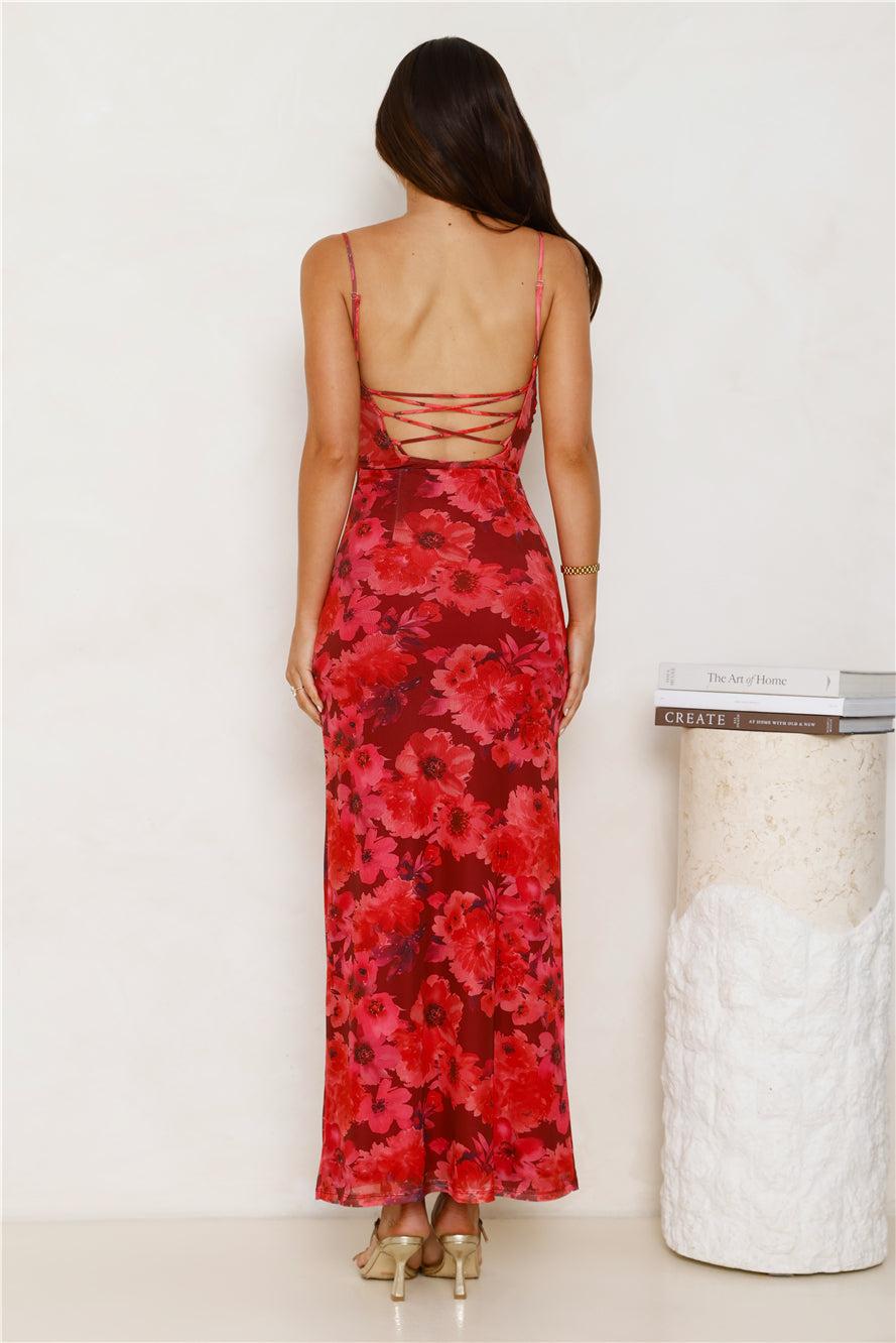 Fabulous Details Mesh Maxi Dress Red Product Image