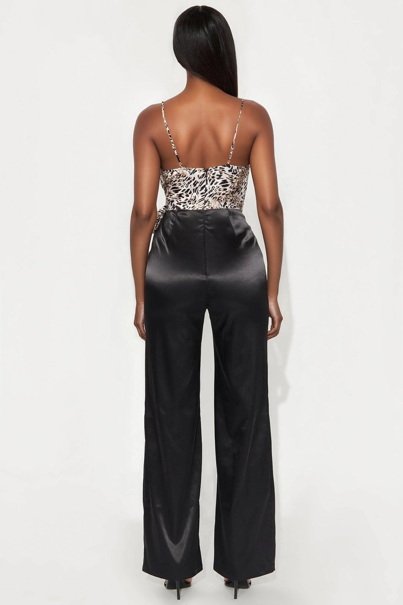 Feel This Way Satin Jumpsuit - Black/combo Product Image