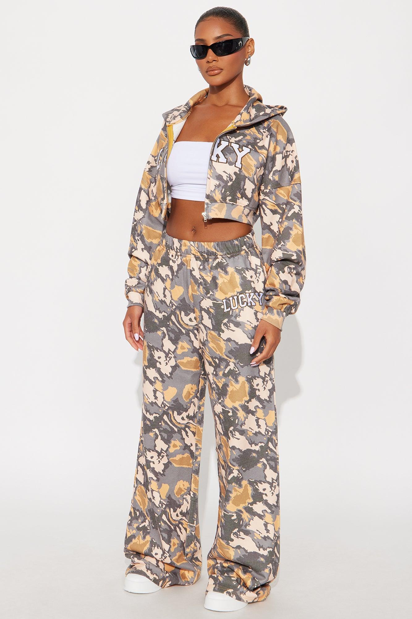 Always Lucky Camo Pant Set - Grey/combo Female Product Image