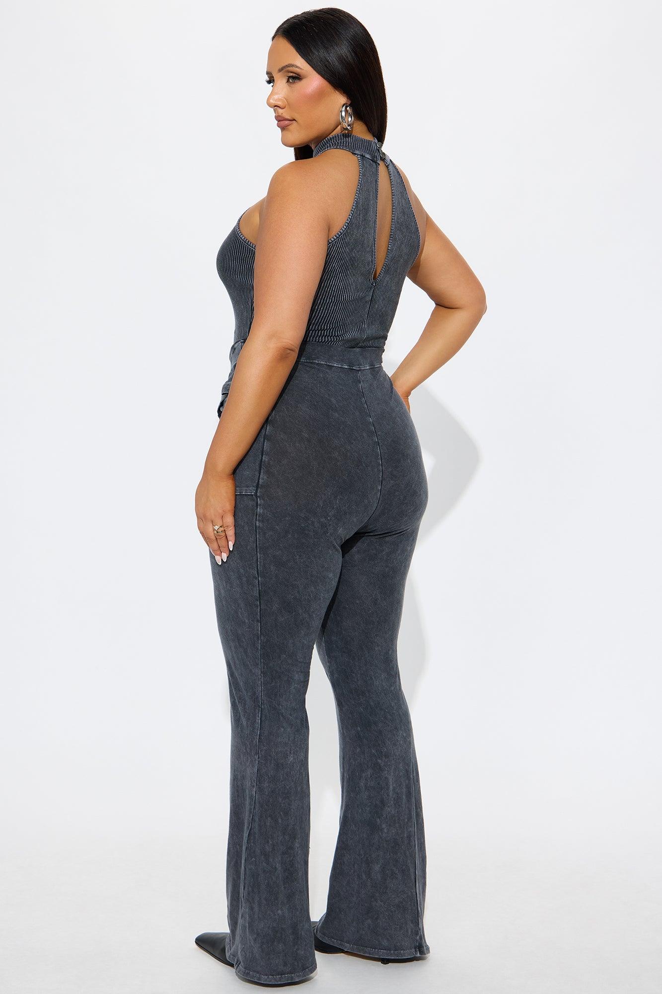Day Off Washed Flare Leg Jumpsuit - Black Female Product Image