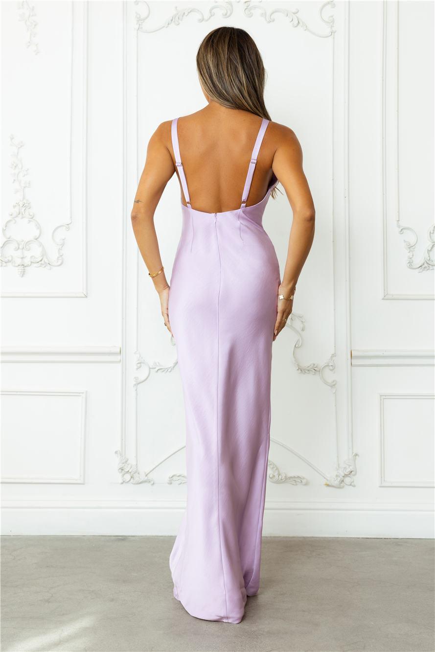 Ultimate Affair Satin Maxi Dress Lilac Product Image