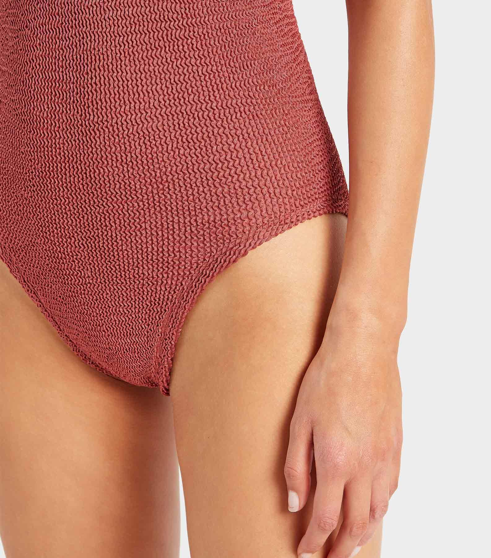 Coverage Celine Swim With Tonal Hoops - Metallic Rosewood Product Image