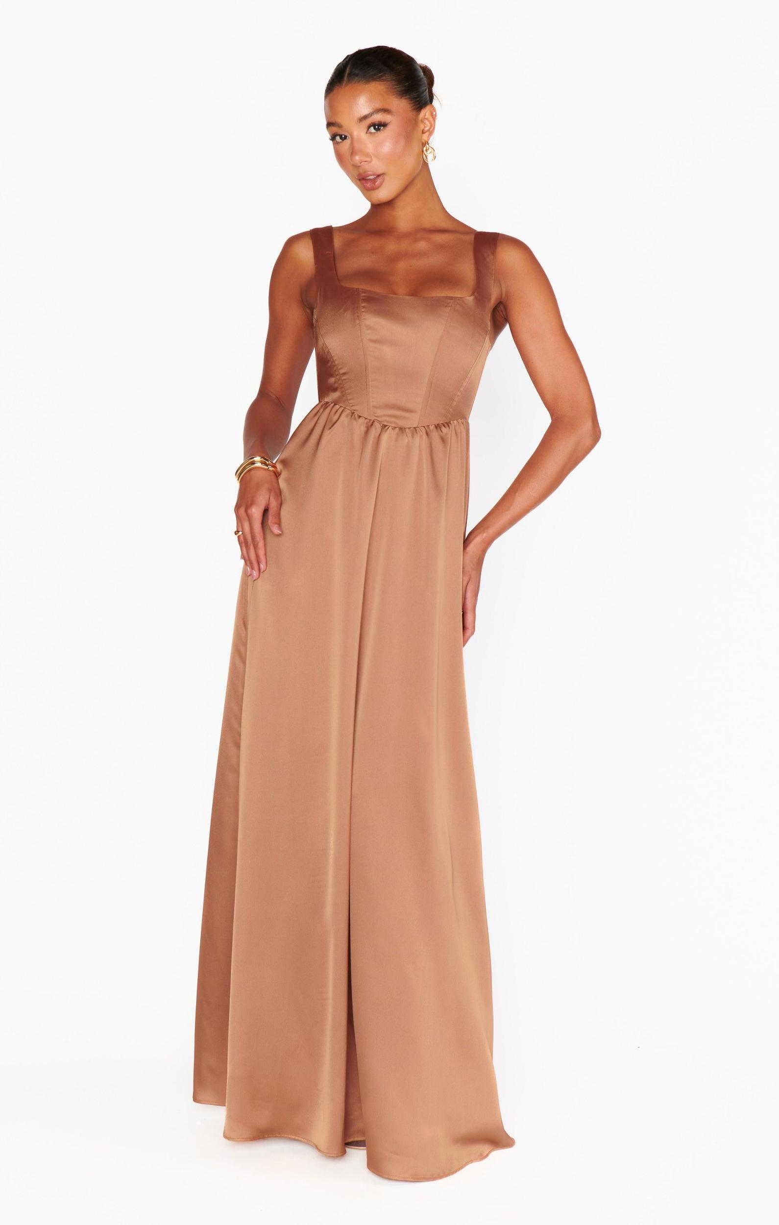 Nina Maxi Dress ~ Copper Luxe Satin Product Image