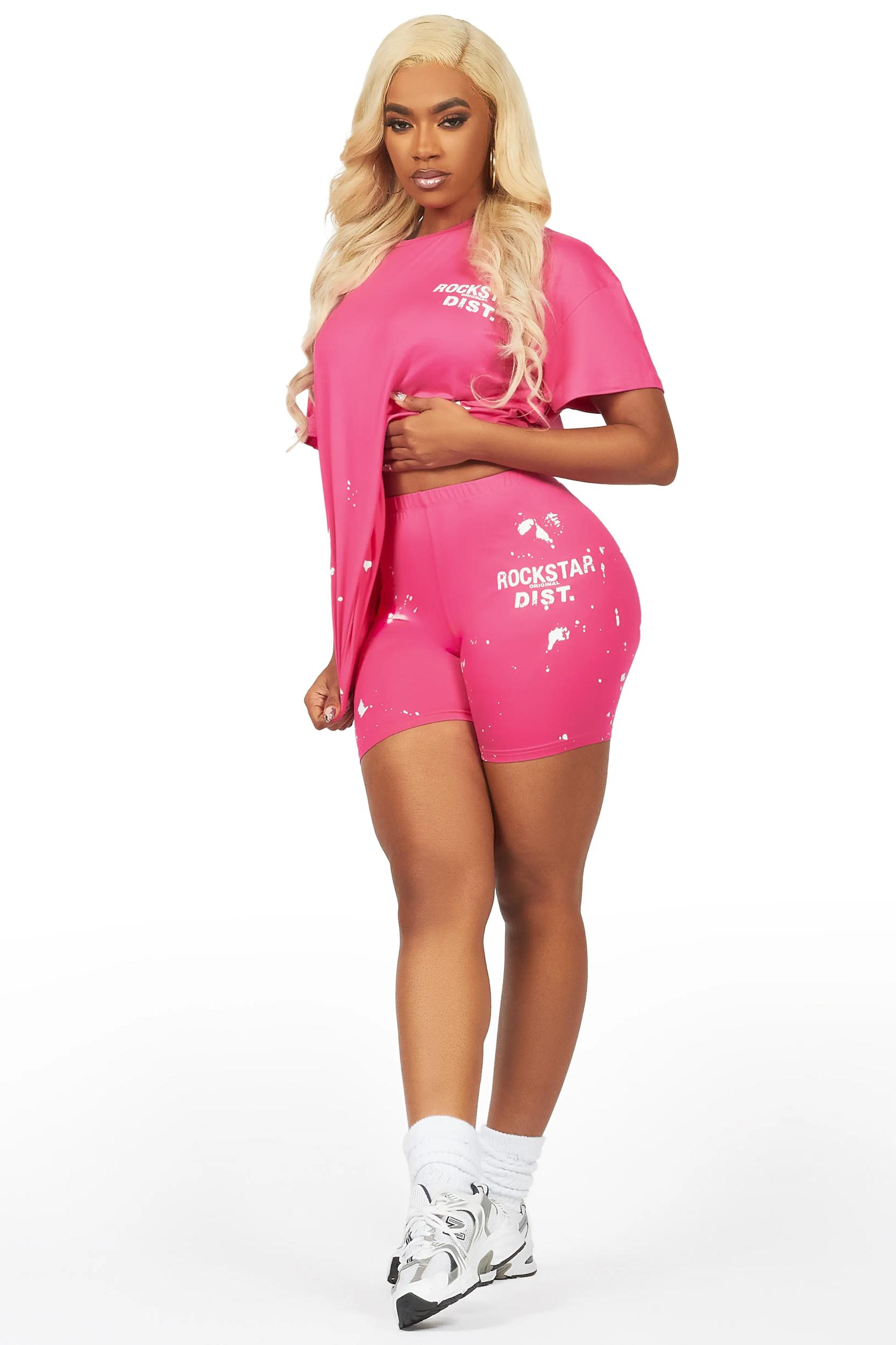 Living For It Fuchsia Bike Short Set Female Product Image