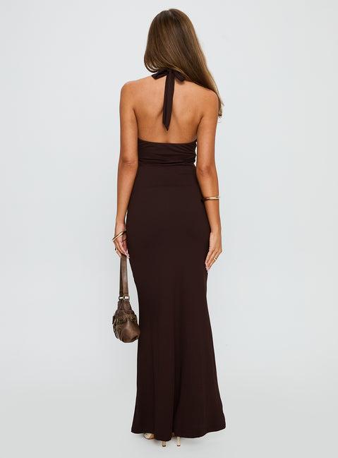 No Hard Feelings Twist Maxi Dress Brown Product Image