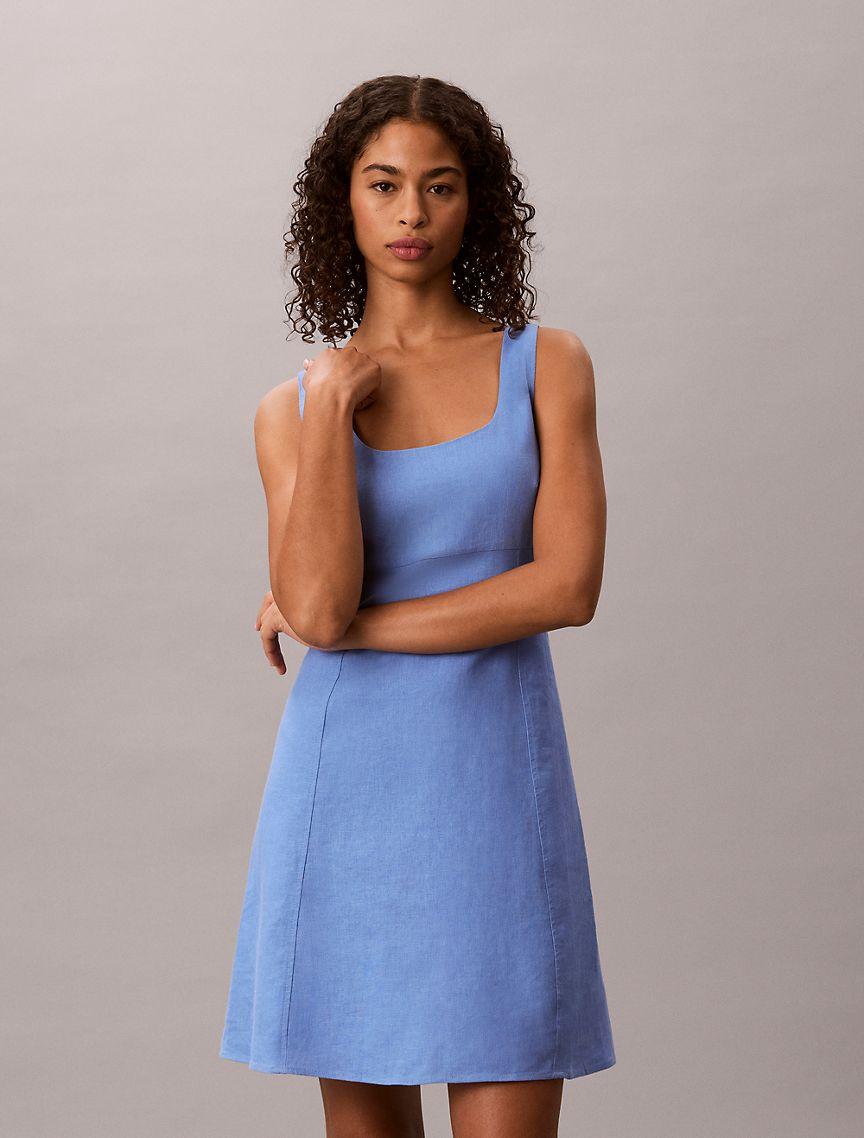 Linen Blend Mini Dress Product Image