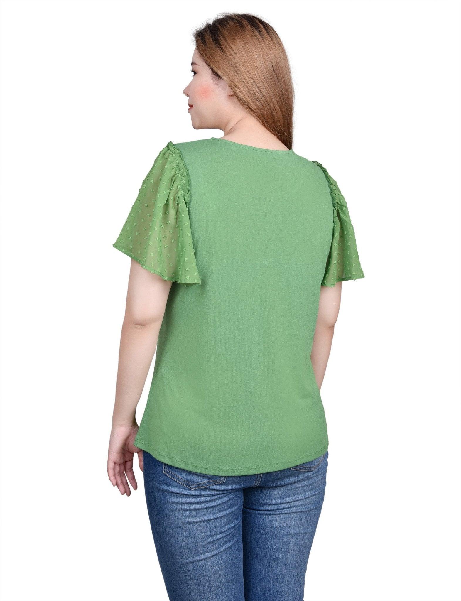 Clip Dot Flutter Sleeve Top - Petite Product Image