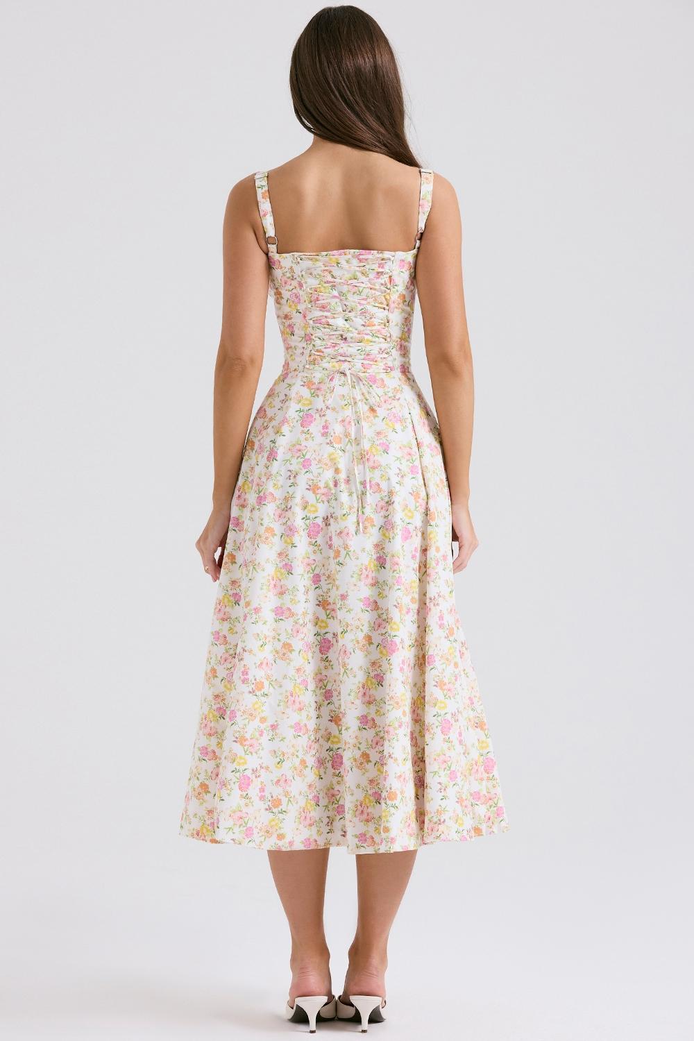 Carmen  ivory meadow print cotton bustier sundress Product Image