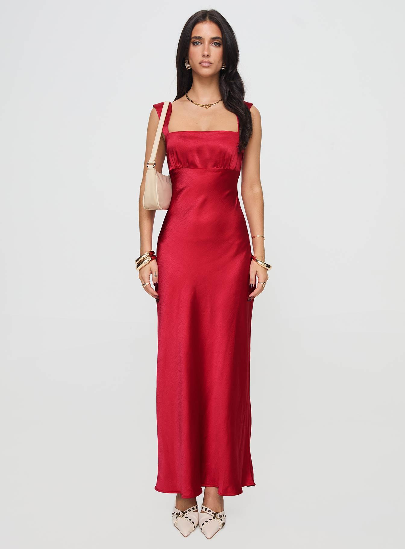 Radioactive Bias Cut Maxi Dress Red Product Image