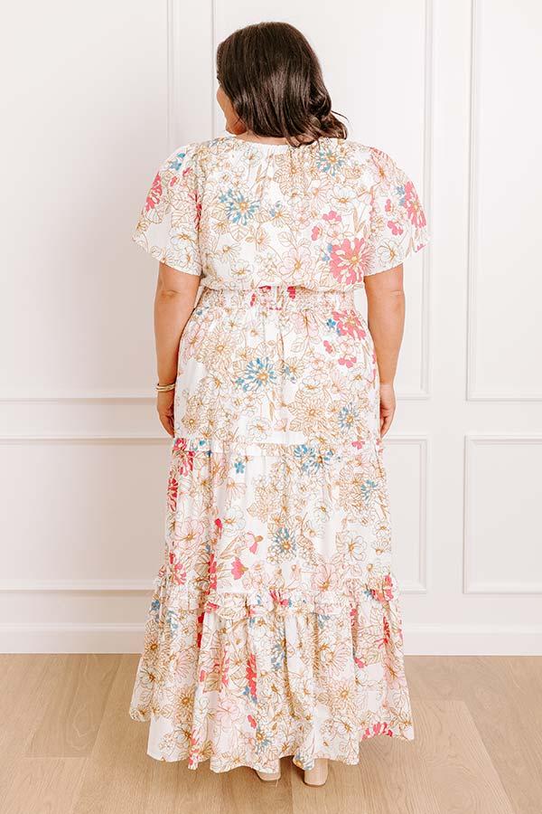 Polished Perfection Floral Maxi Dress in White Curves Product Image