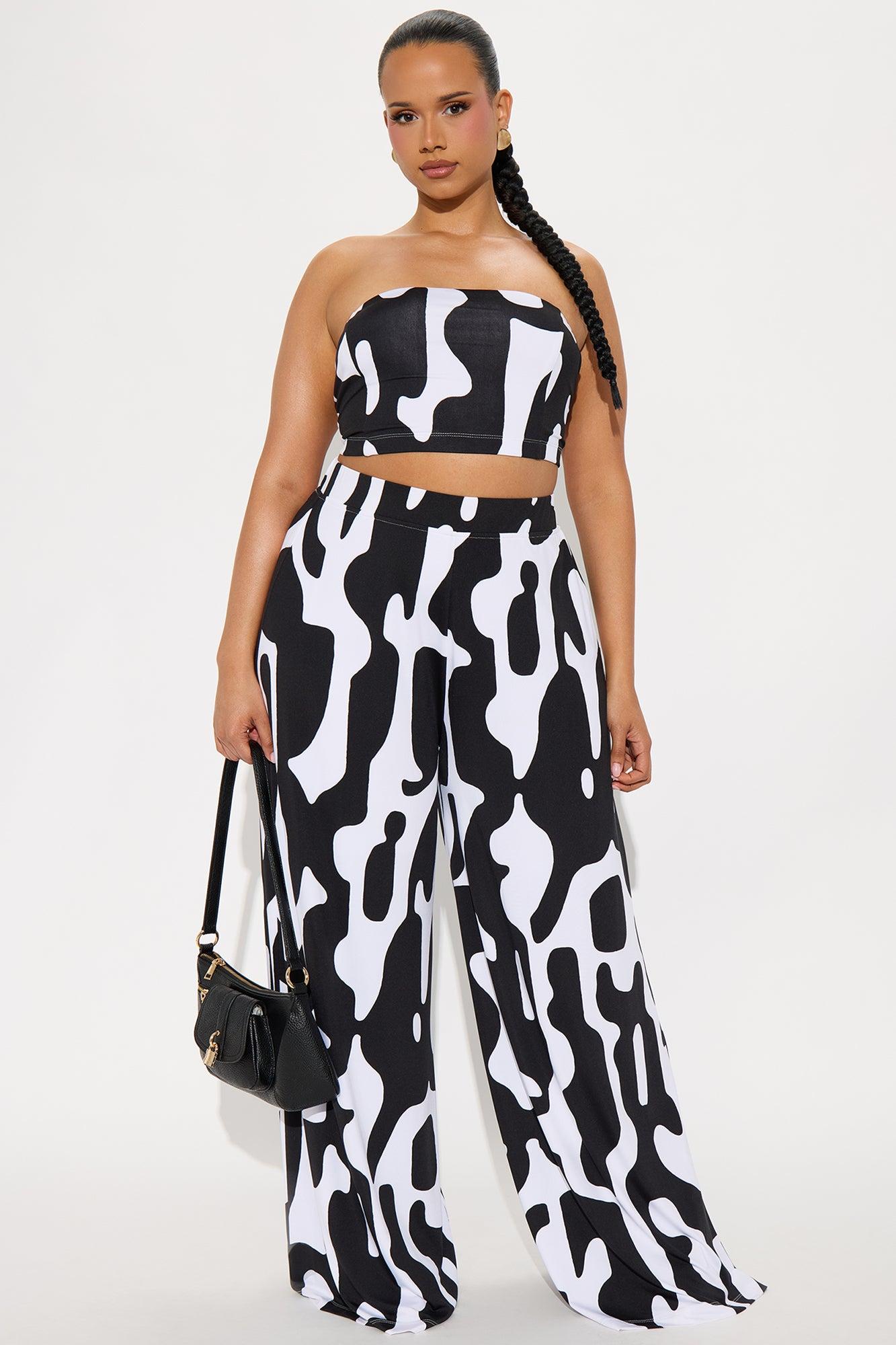 Abstract Allure Pant Set - Black/White Product Image