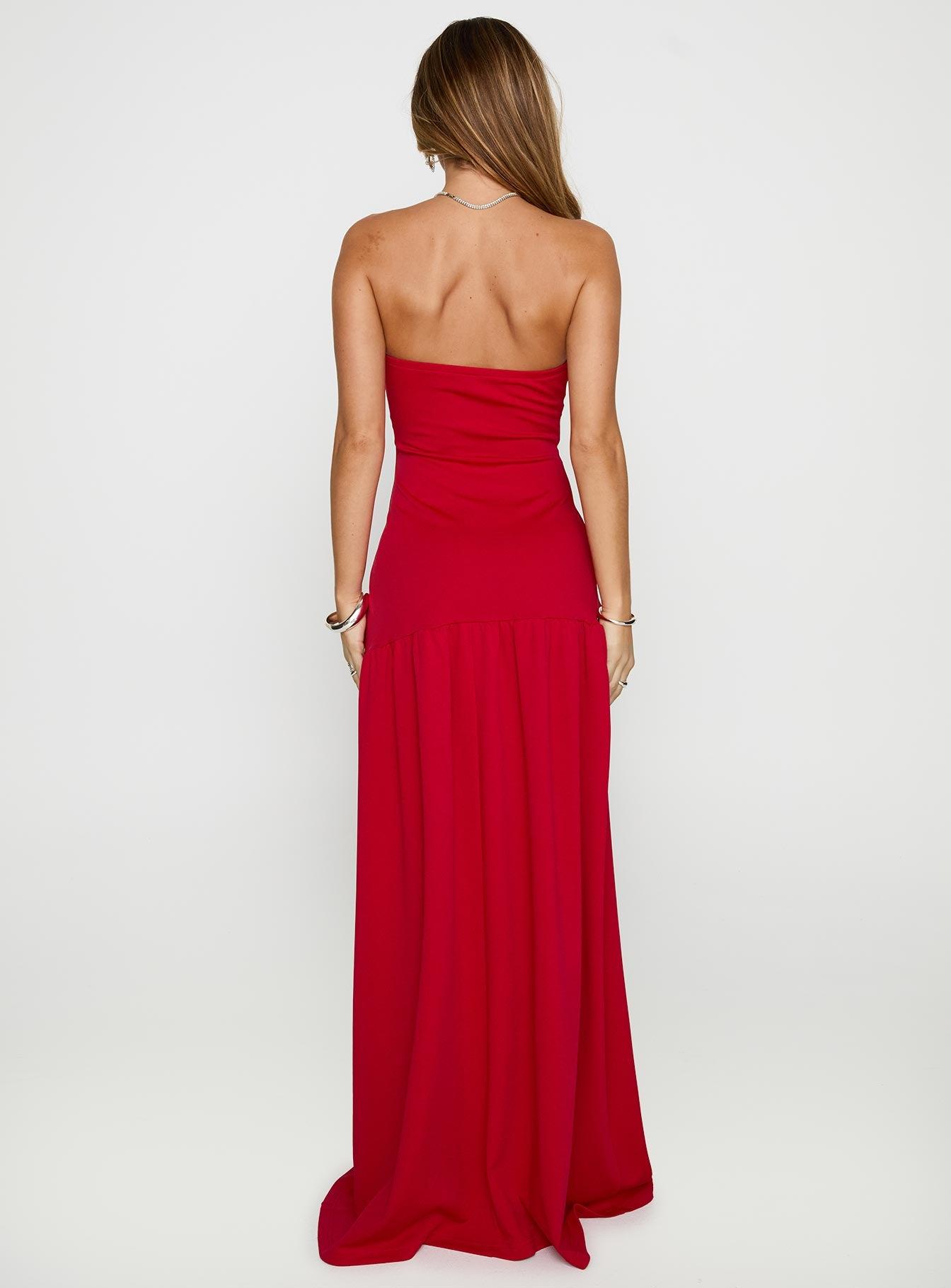 Move Me Strapless Maxi Dress Red Product Image