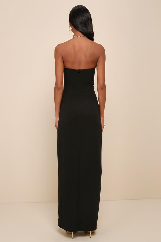 Extravagant Persona Black Strapless Cutout Column Maxi Dress Product Image