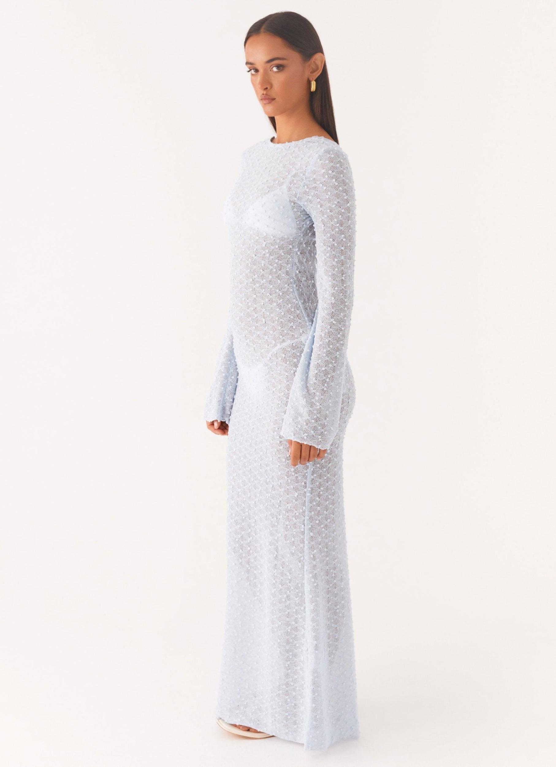 Flirty Knitted Maxi Dress - Blue Product Image