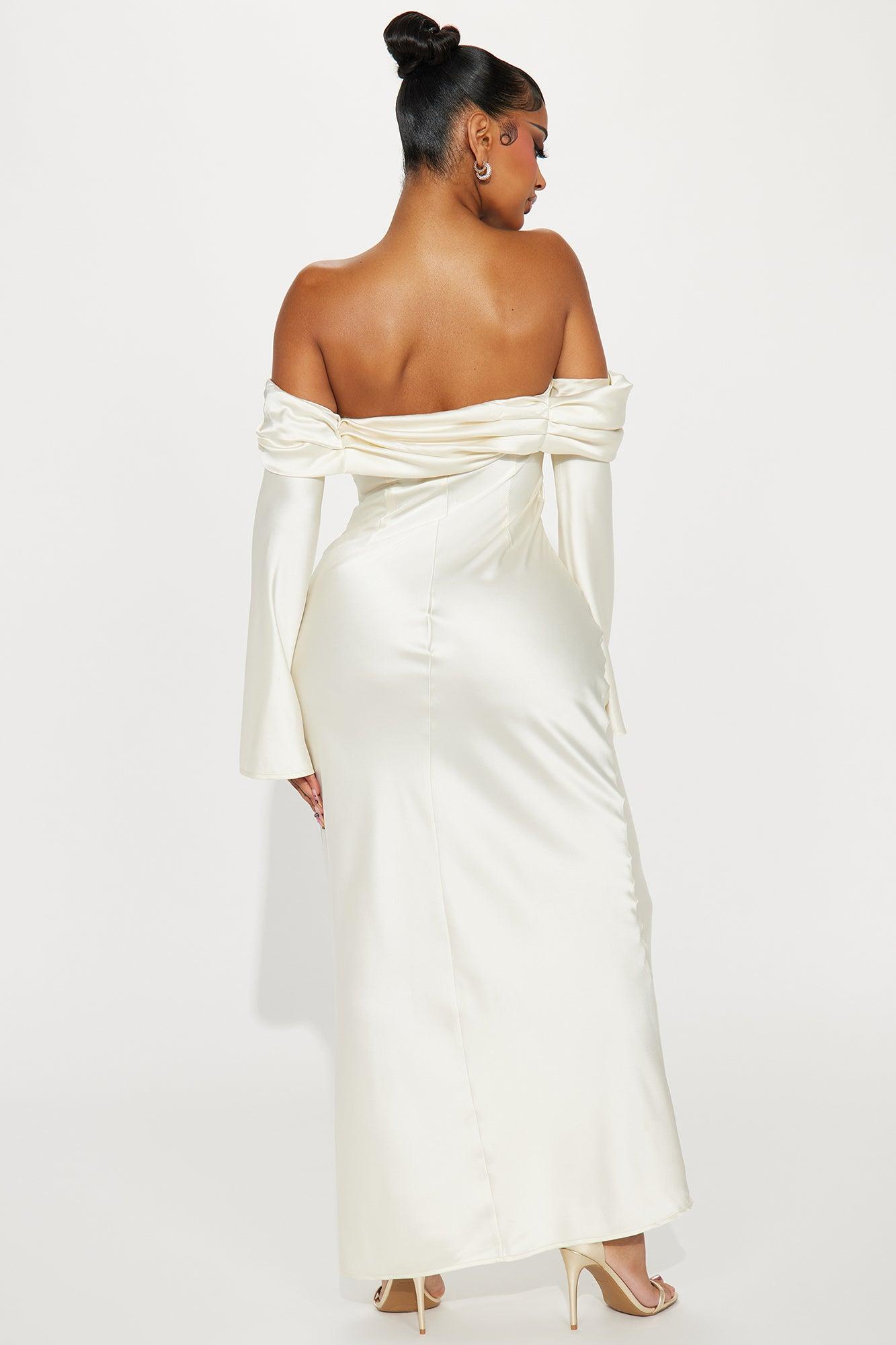 Amandine Satin Maxi Dress - Cream Product Image