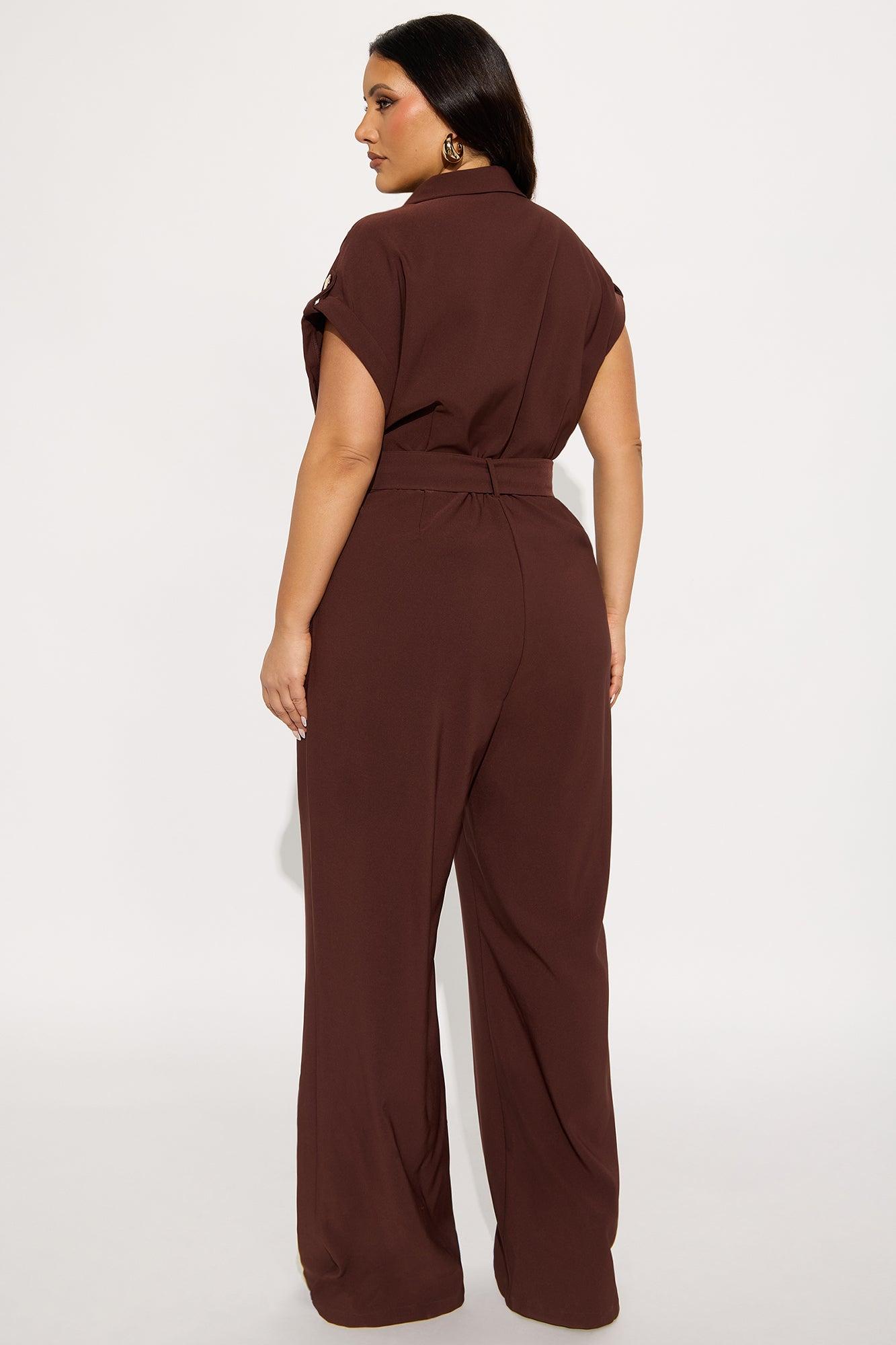 Fall For You Jumpsuit - Chocolate Female Product Image