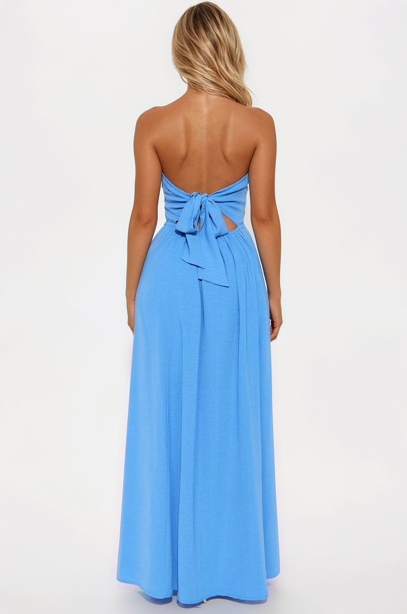 Elizabeth Strapless Maxi Dress - Blue Product Image