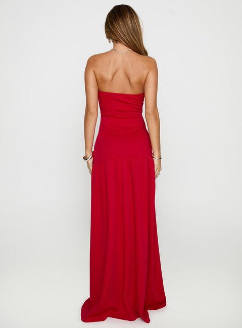 Move Me Strapless Maxi Dress Red Product Image