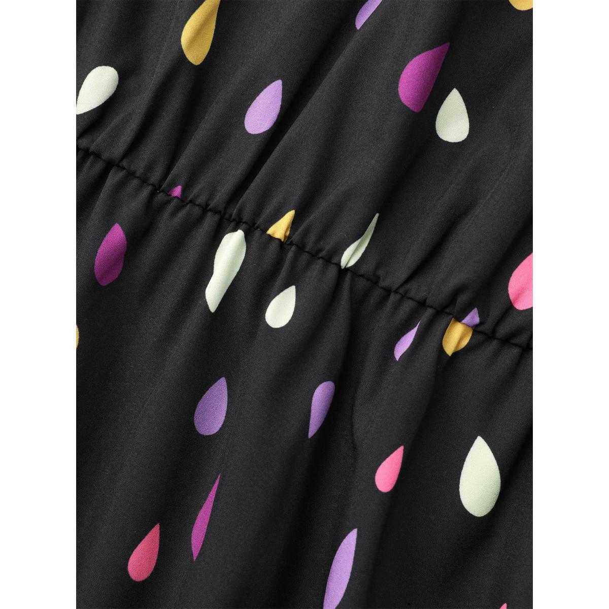 Plus Size V Neck Color Contrast Lantern Sleeve Dress Black Women Elegant Contrast V-neck Long Sleeve Curvy BloomChic 18-20/2X Product Image