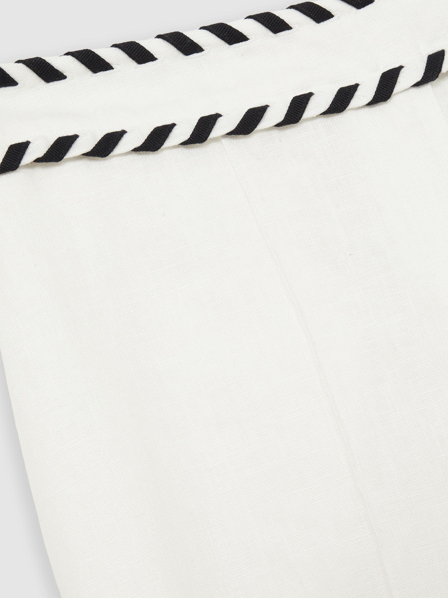 Linen Wide-Leg Whipstitch Trousers in White Product Image