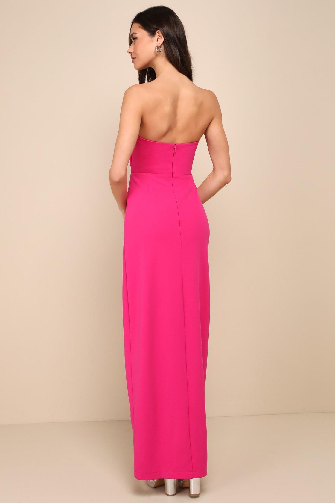 Extravagant Persona Fuchsia Strapless Cutout Column Maxi Dress Product Image