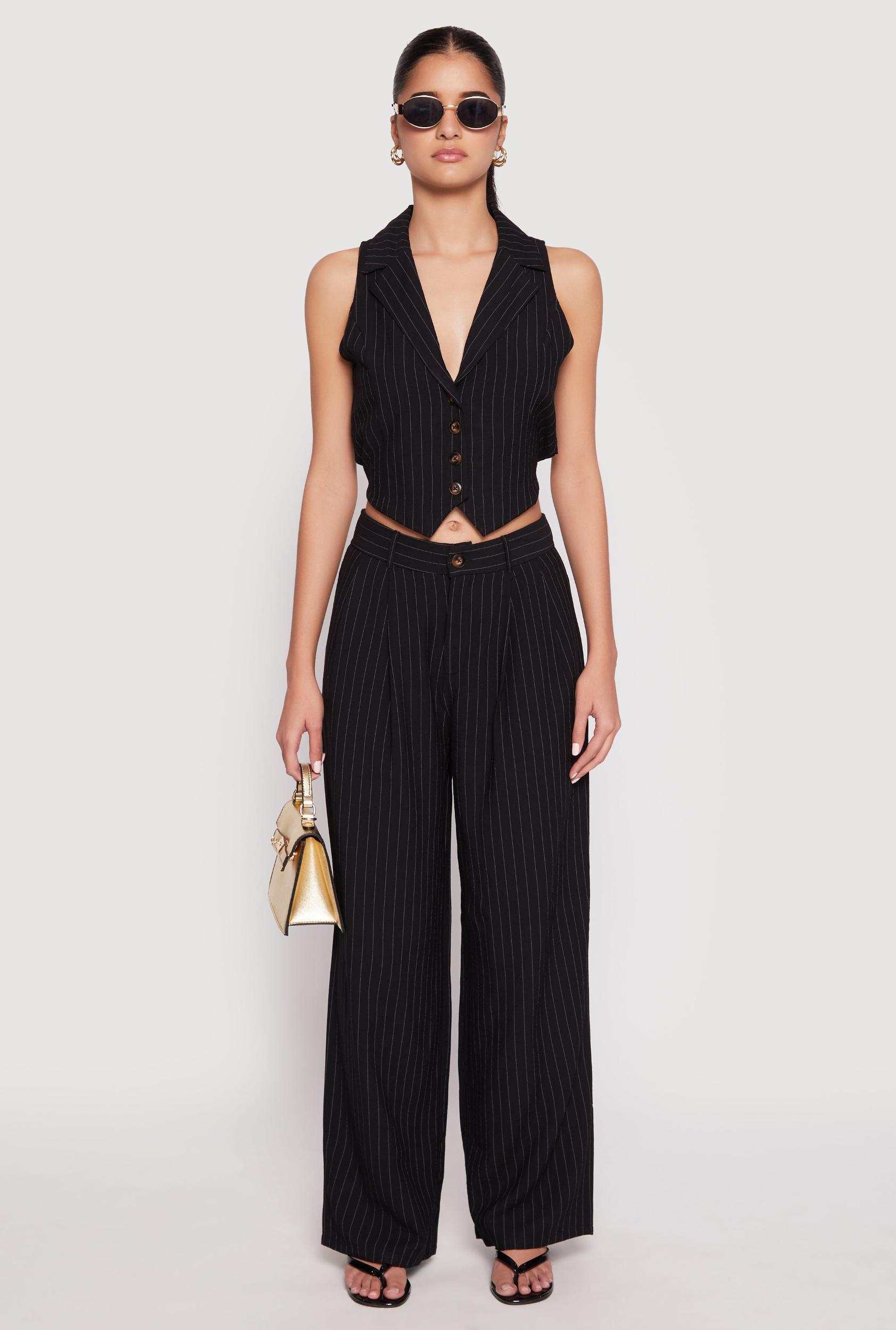 Womens Pinstripe Trousers Product Image