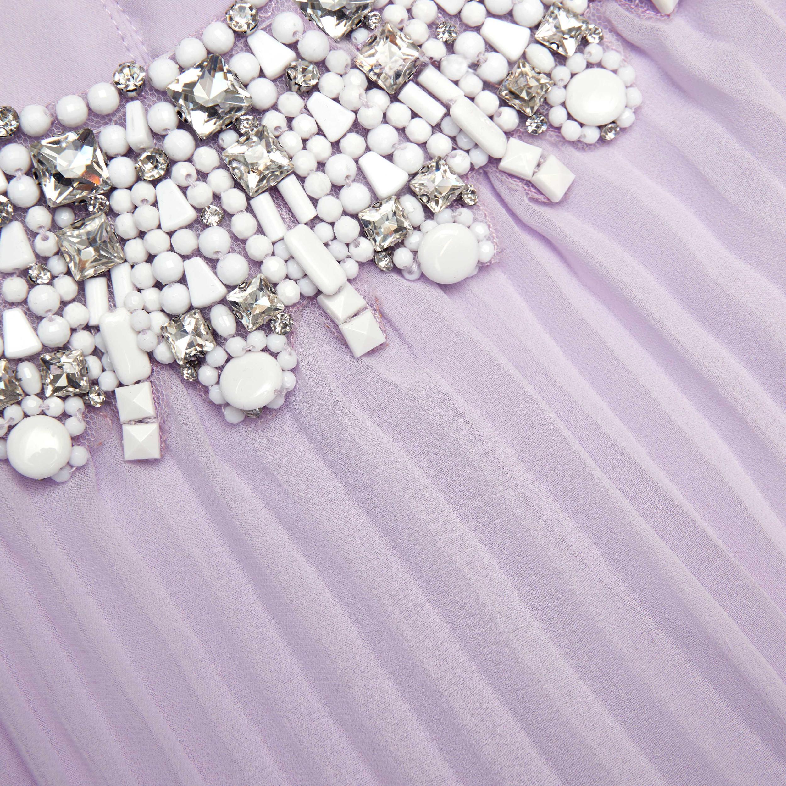 Lilac Chiffon Feather Midi Dress Product Image
