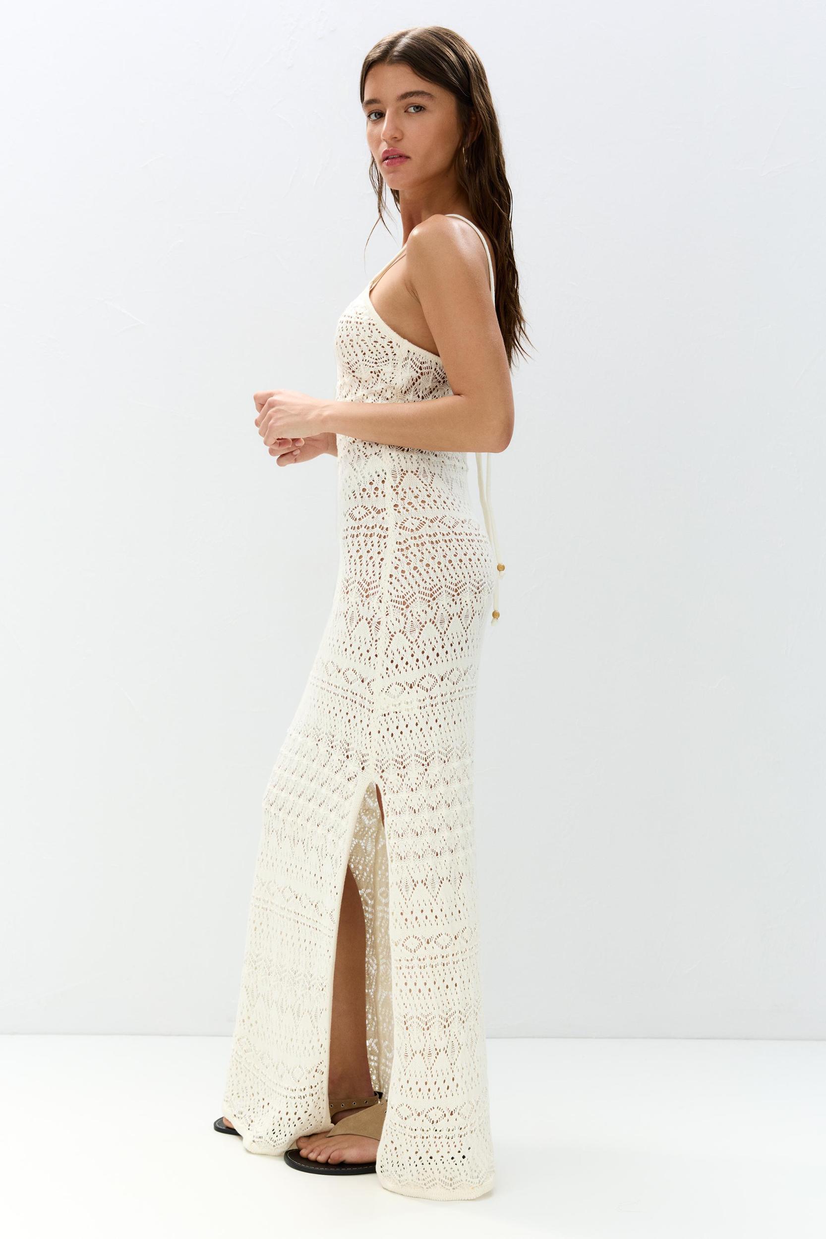Strappy crochet midi dress Product Image