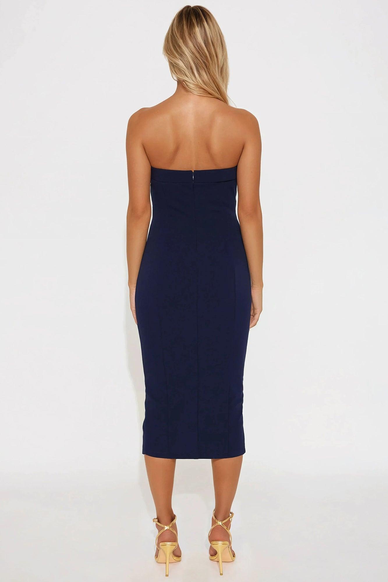 Made For This Strapless Midi Dress - Navy Product Image