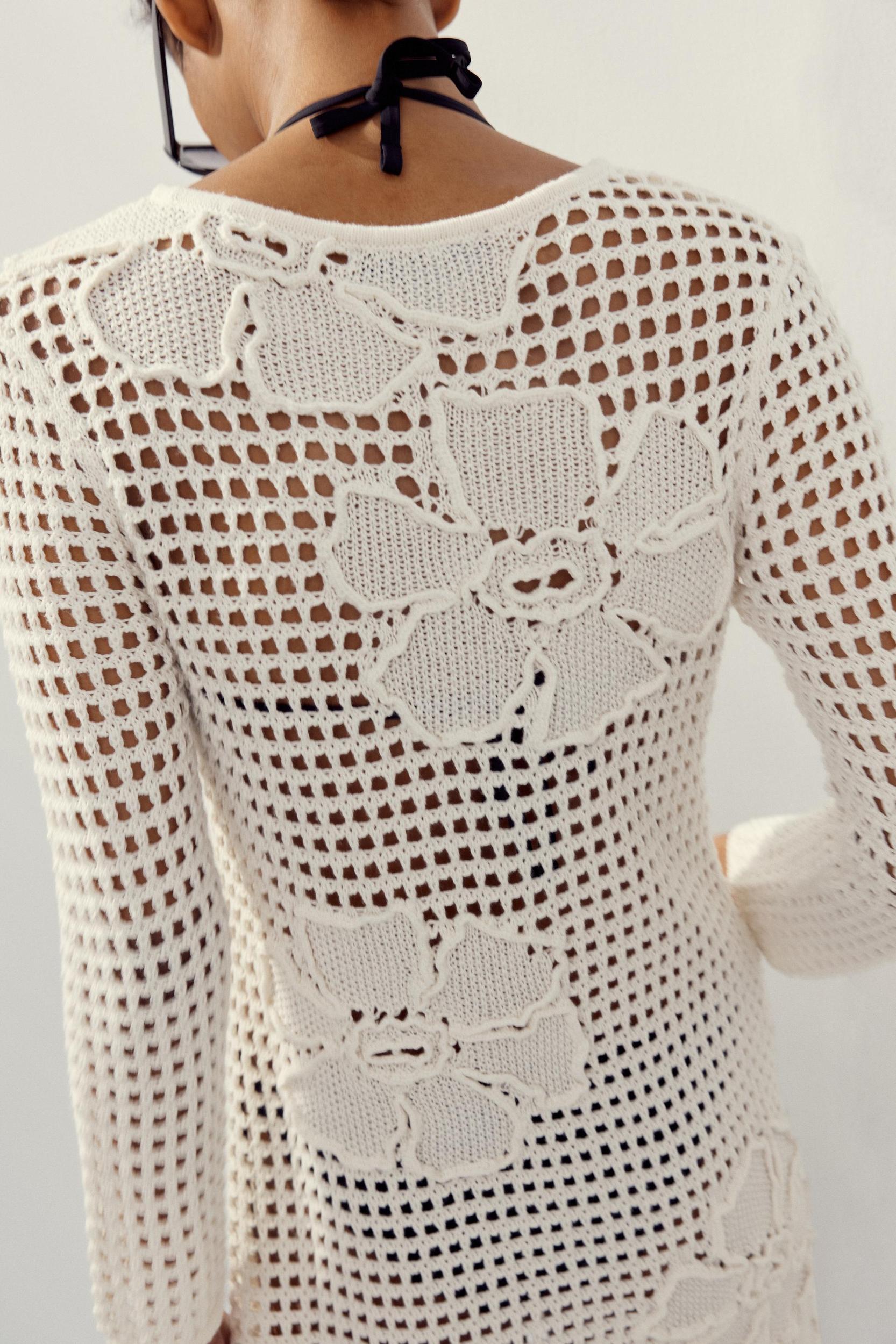 FLORAL CROCHET KNIT DRESS Product Image