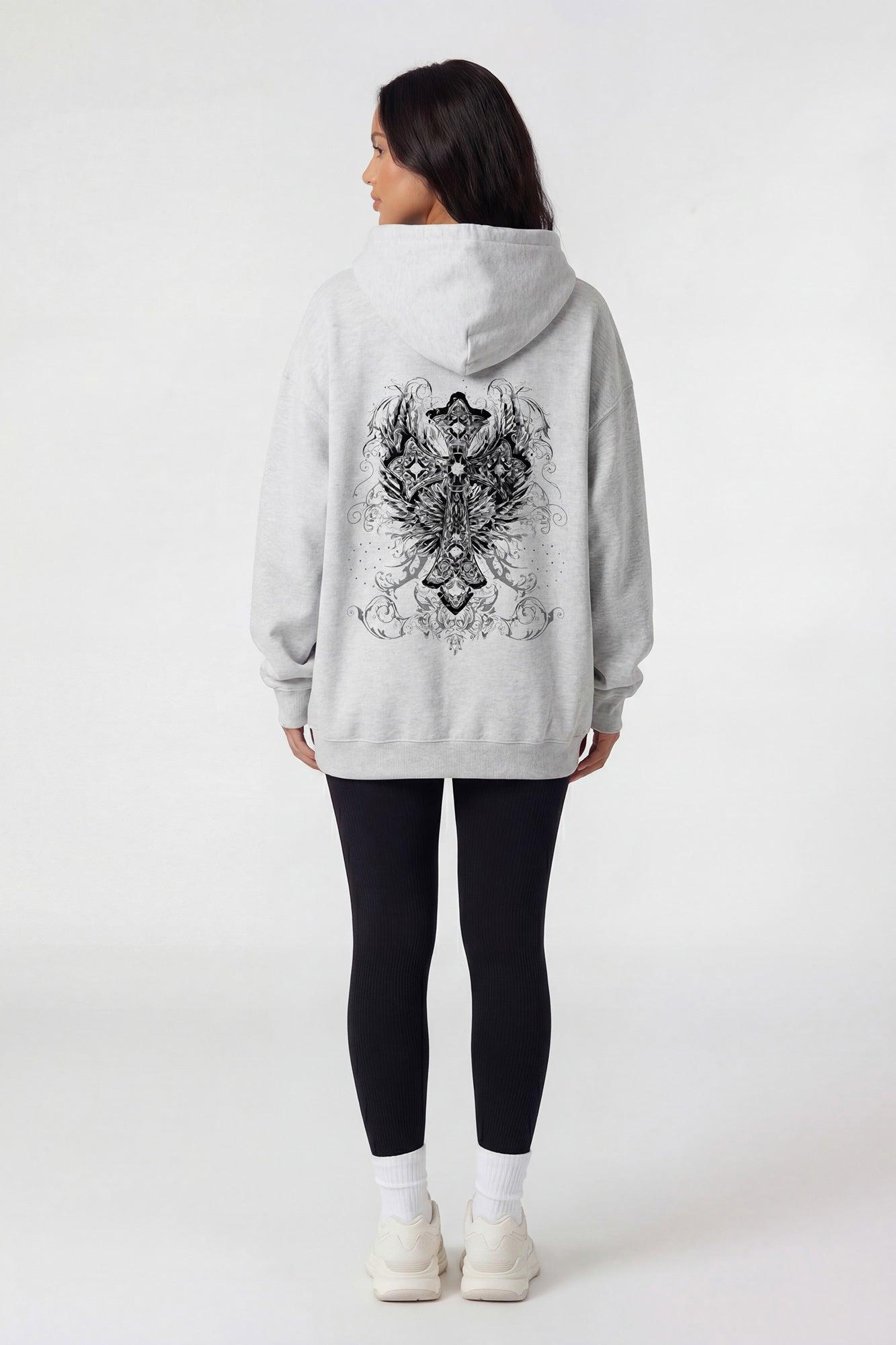 Graphic Striped Zip-Up Boyfriend Hoodie Female Product Image