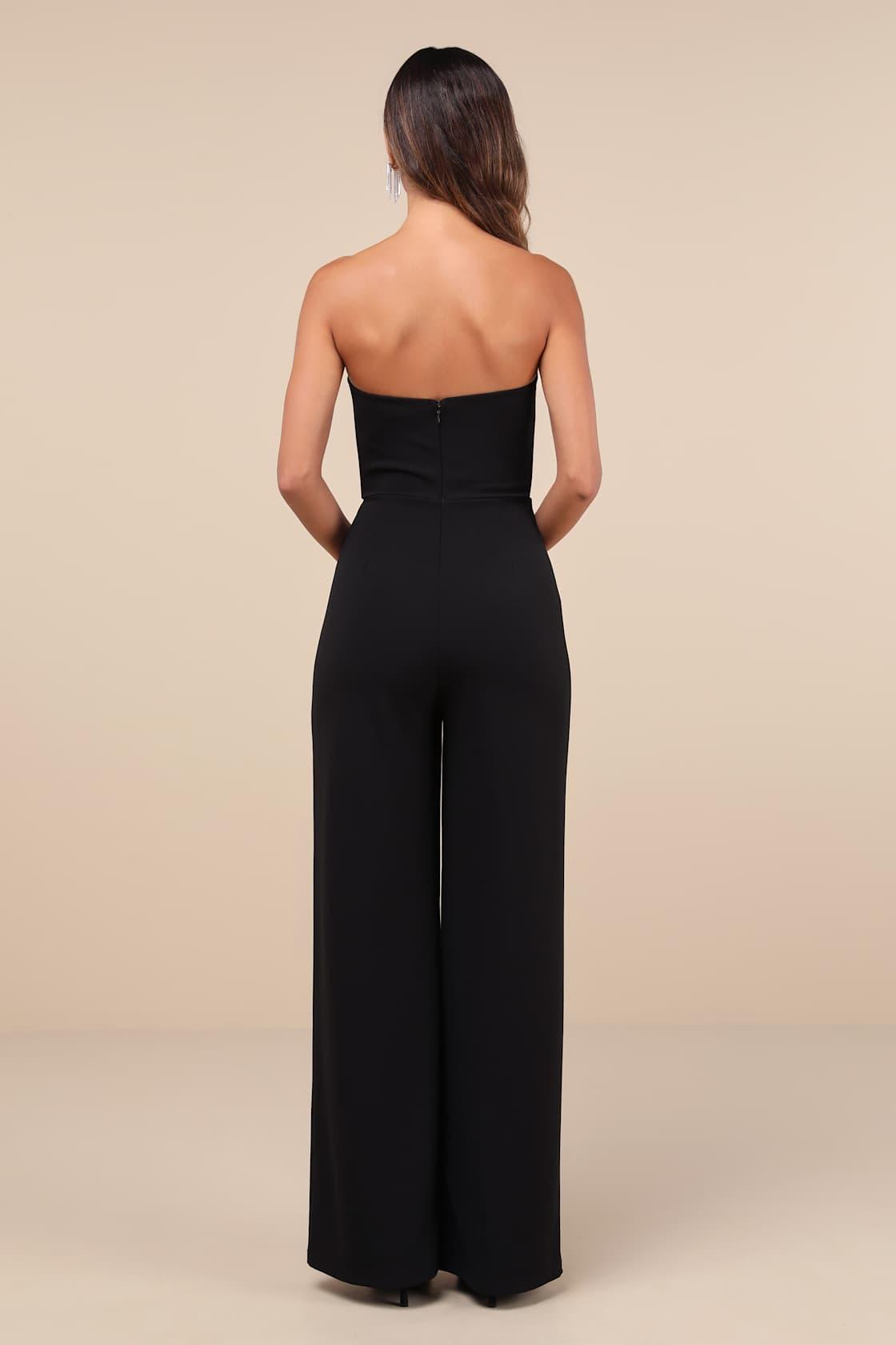 Desired Impression Black Asymmetrical Strapless Jumpsuit Product Image