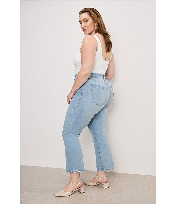 Good American Plus Size Good Legs Soft-Tech Mid Rise Crop Mini Boot Jeans Product Image