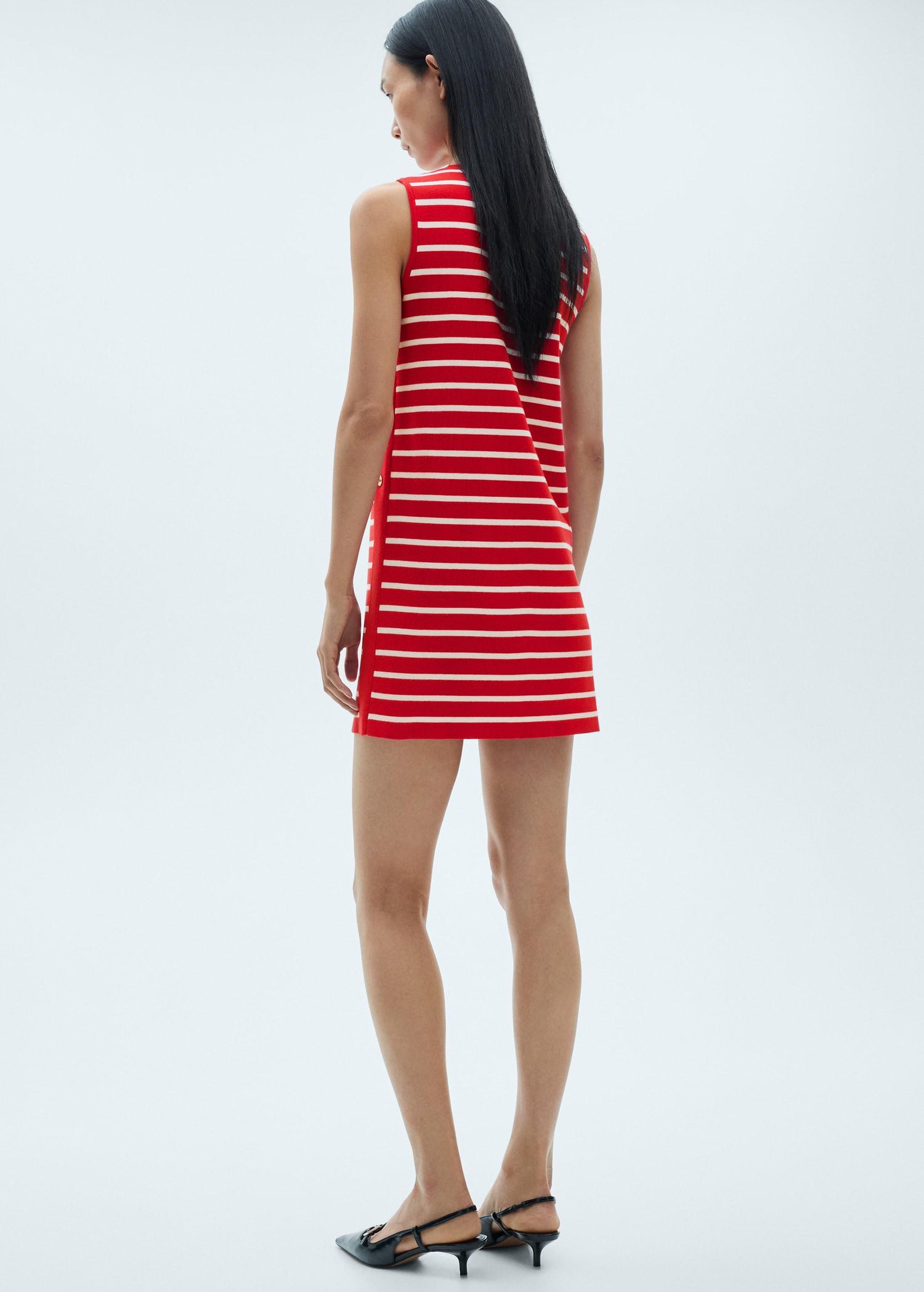 Striped dress with metallic buttons - Women | MANGO USA Product Image