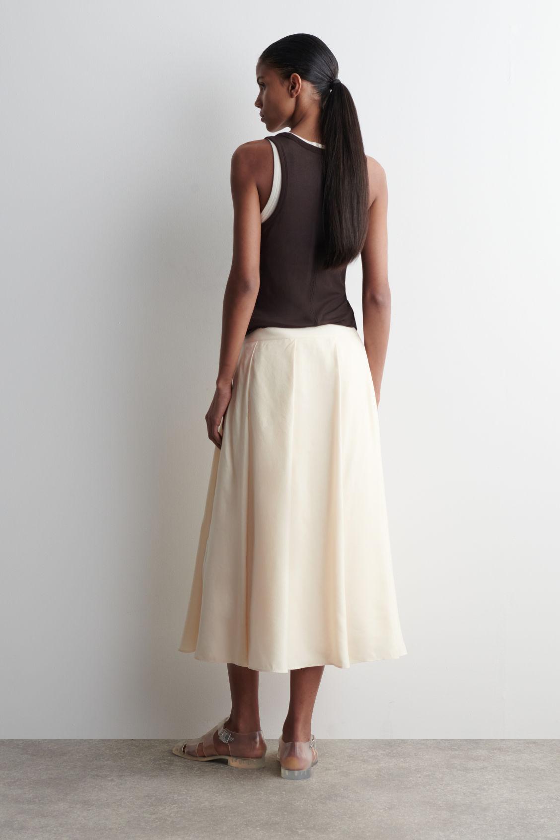 PLEATED A-LINE MIDI SKIRT Product Image