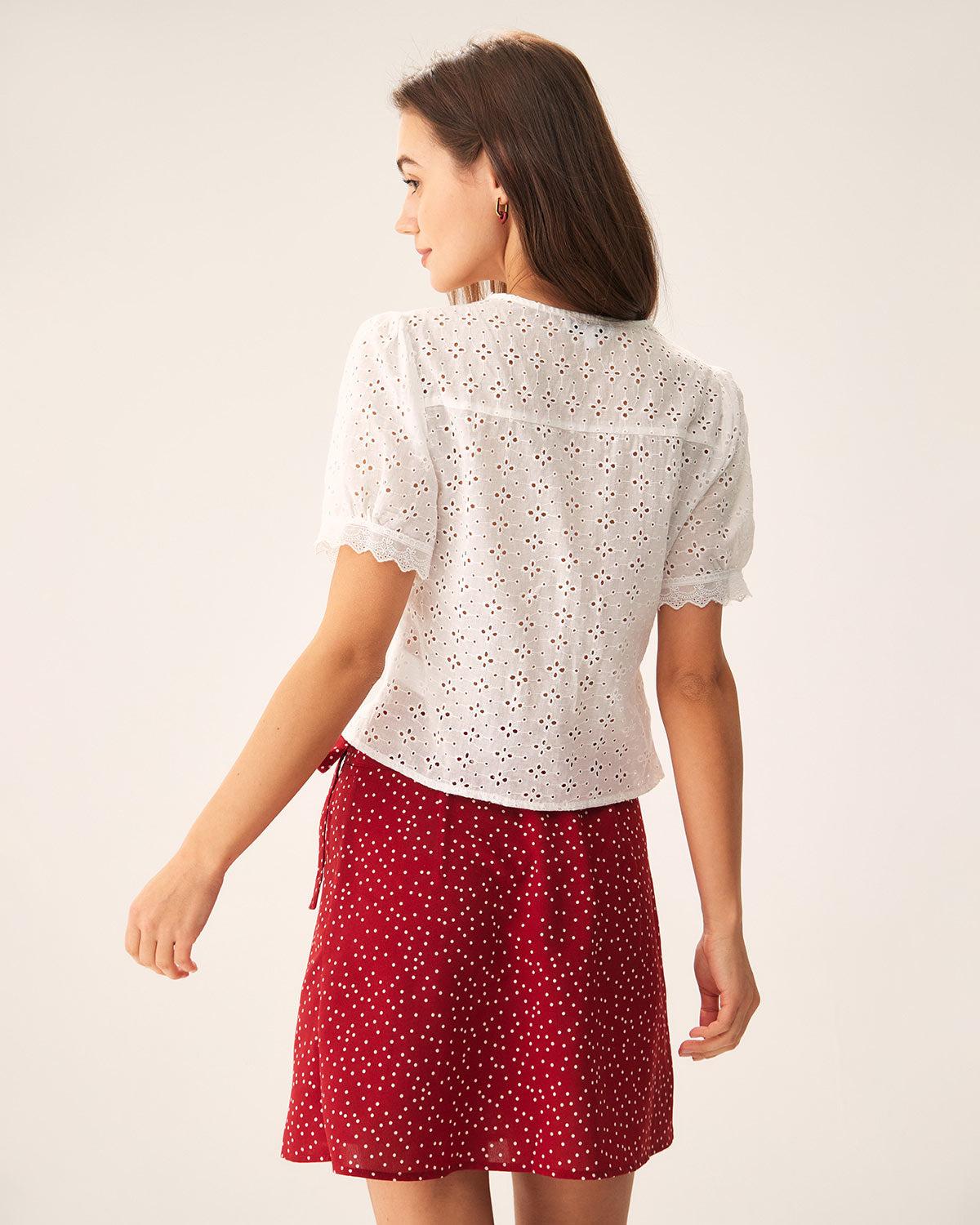 Red Polka Dot Wrap Mini Skirt Product Image