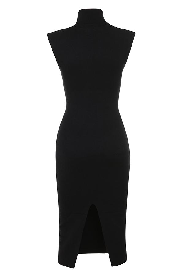 Gaia  black cashmere blend turtle neck midi dress Product Image