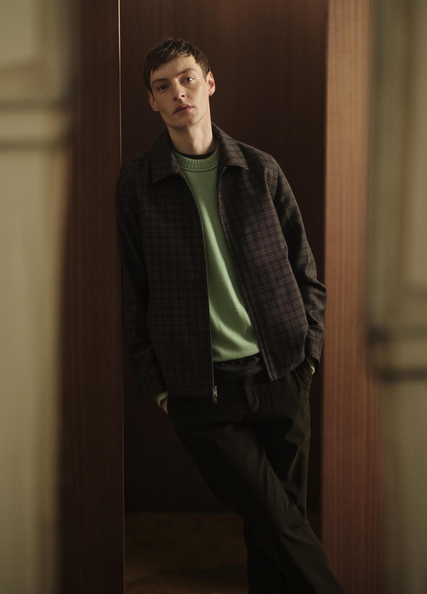 Plaid Wool-Blend Zip Jacket Product Image