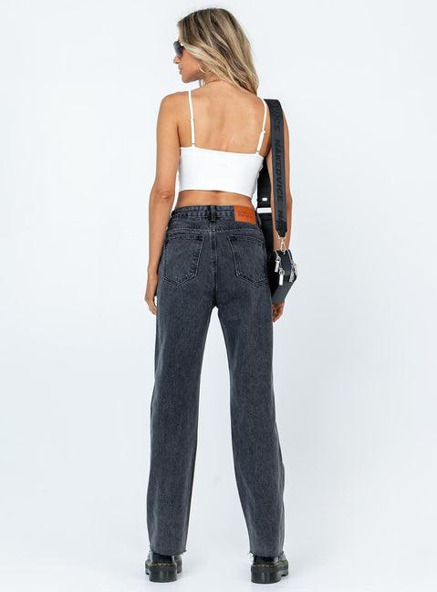 Arlington High Rise Straight Leg Denim Jeans Black Product Image