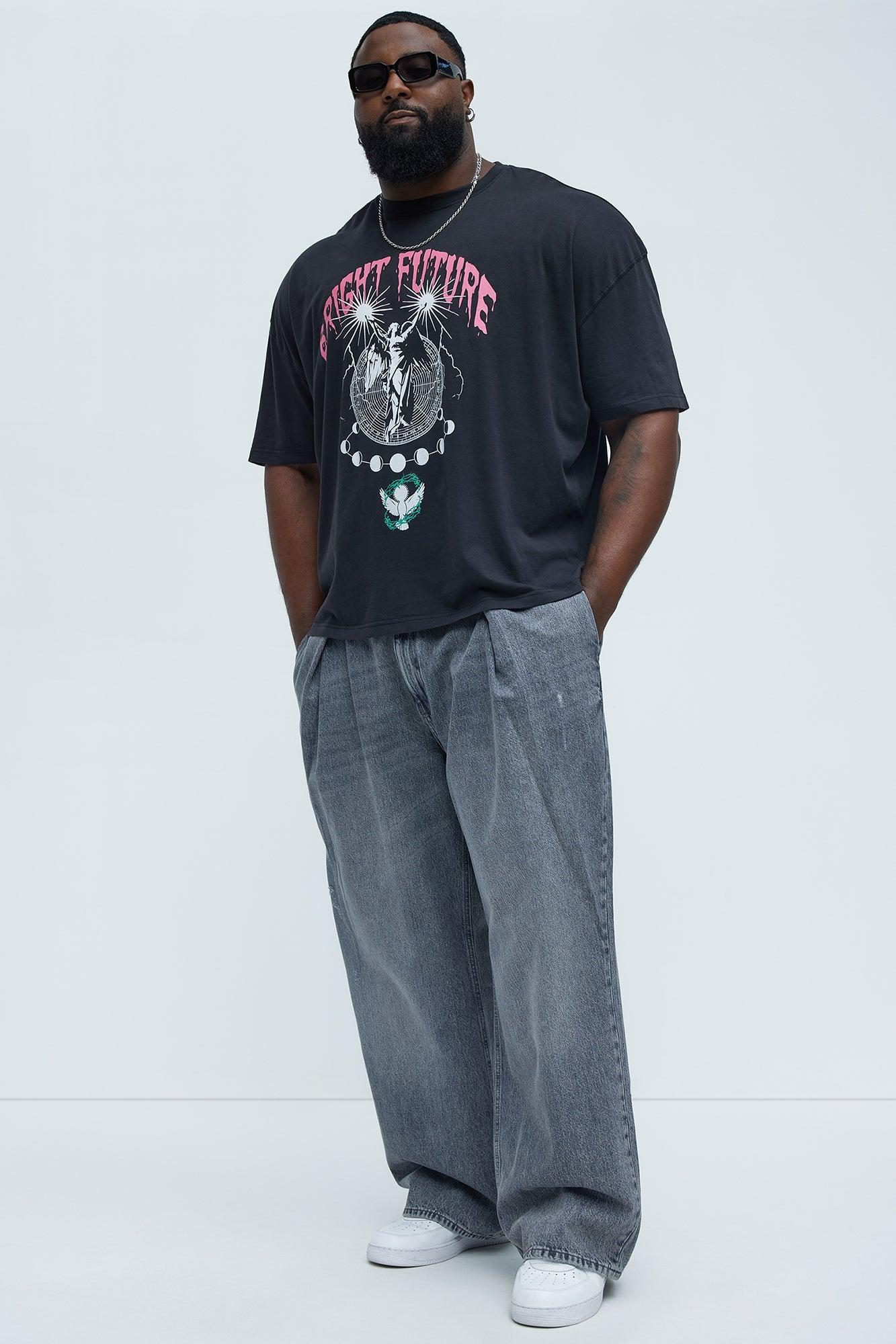 Bright Future Ahead Oversized Short Sleeve Tee - Black Product Image