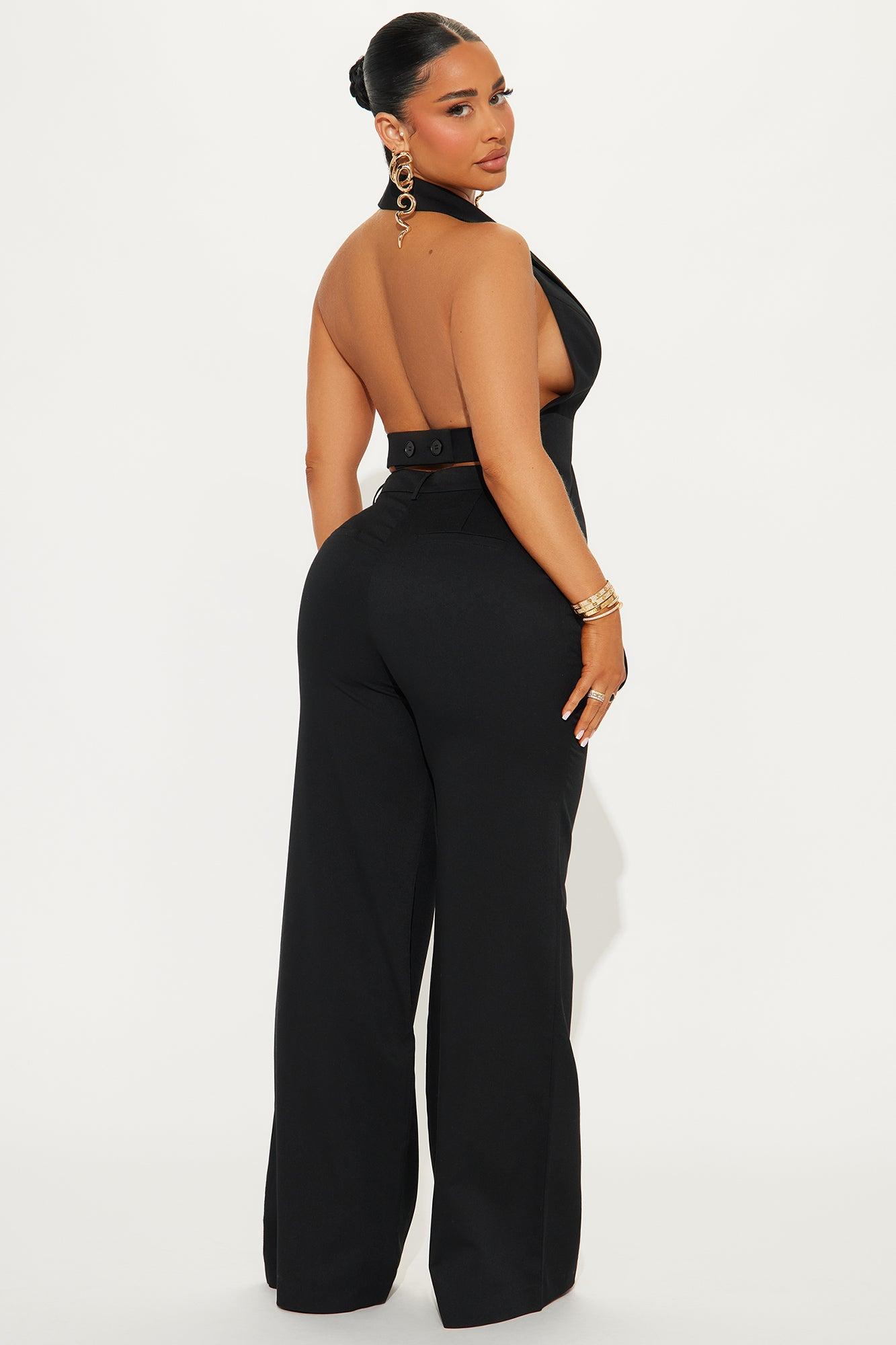 Day To Night Backless Vest Pant Set - Black Product Image