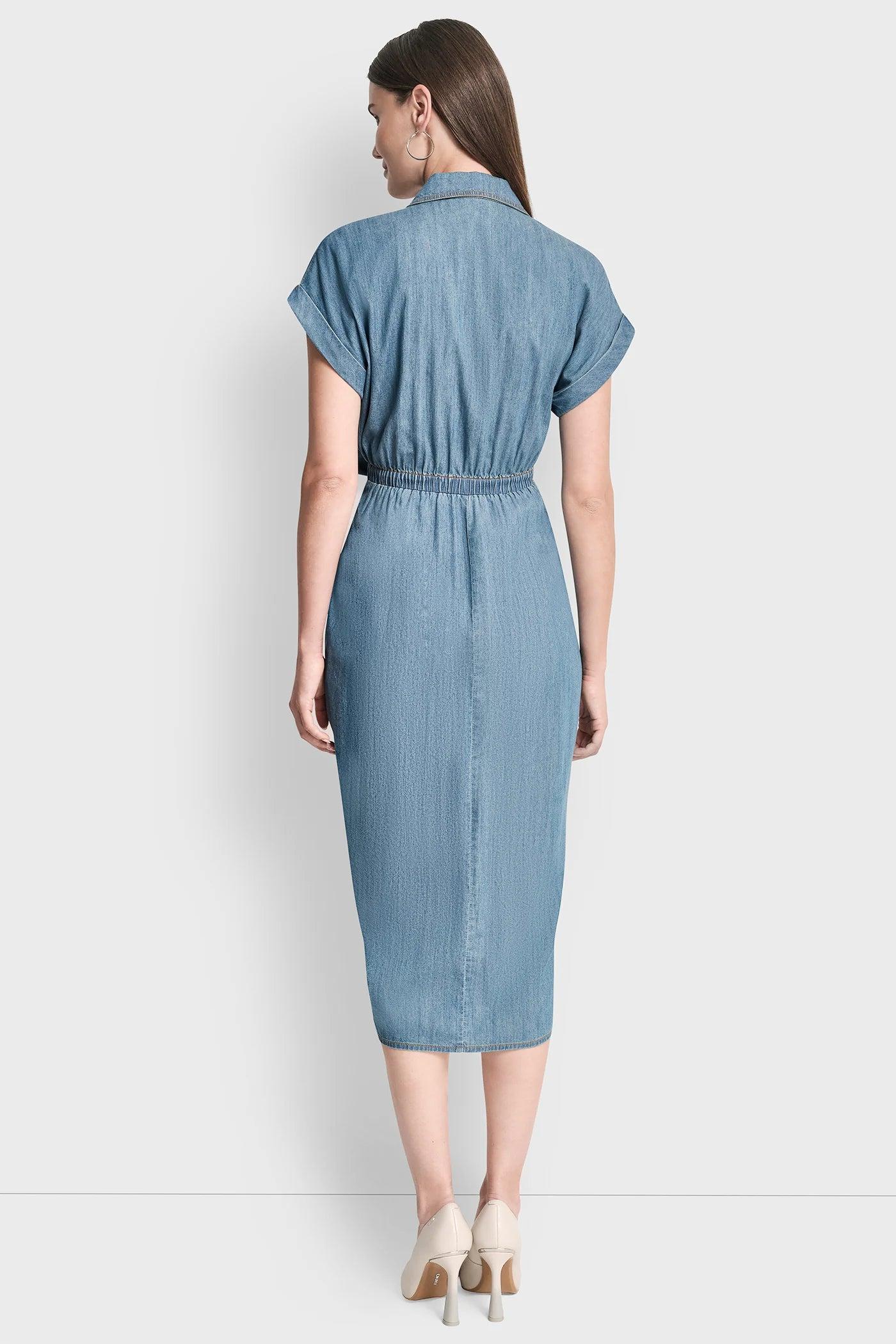 SHORT SLEEVE MIDI SHIRT DRESS Product Image