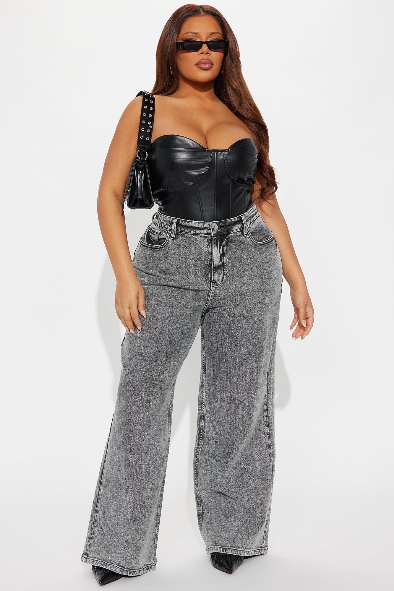 Too Perfect Faux Leather Corset Top - Black Female Product Image