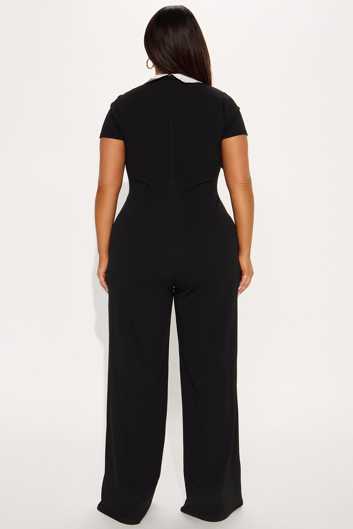 All Or Nothing Short Sleeve Jumpsuit - Black/White Product Image