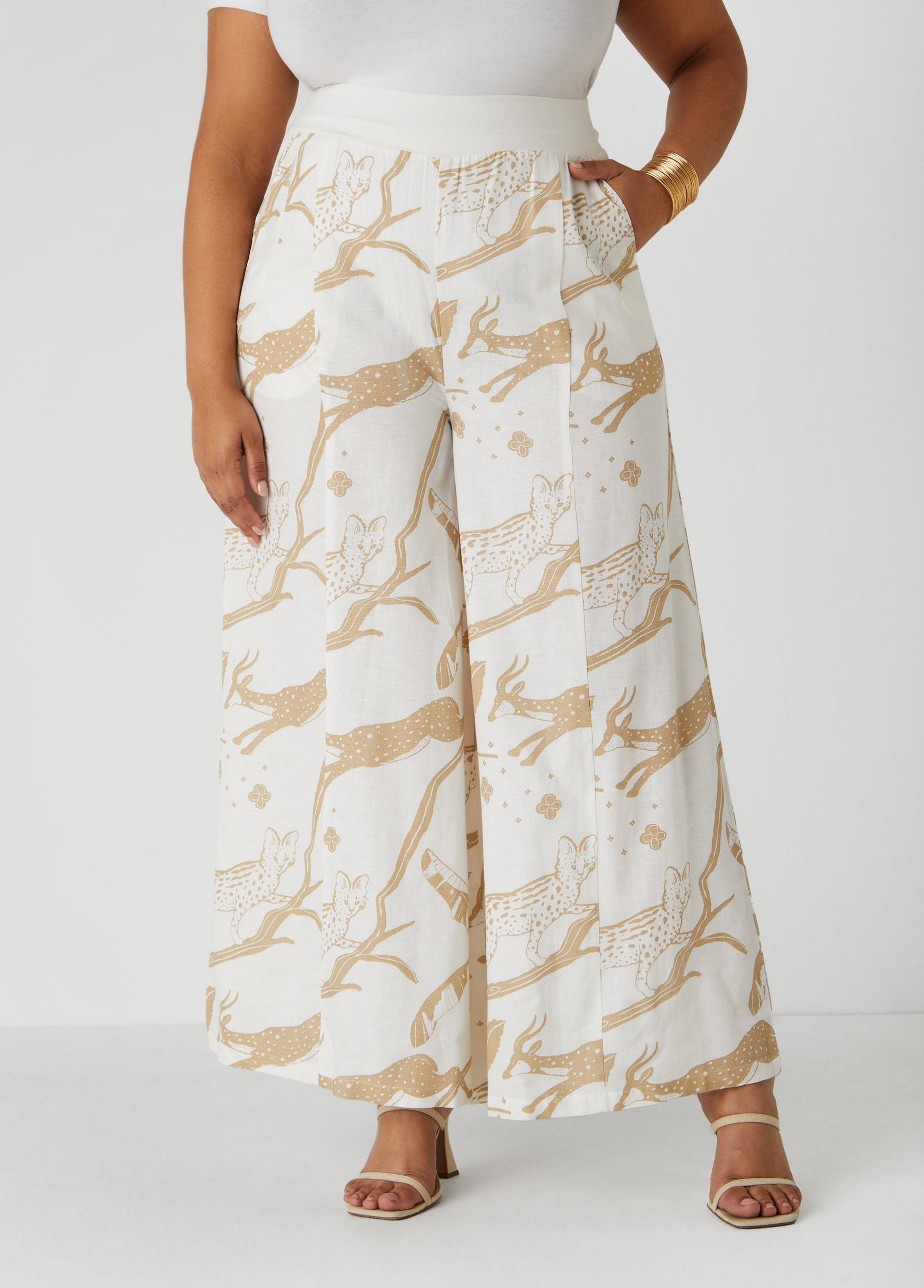 Printed Pull On Wide Leg Pants Product Image