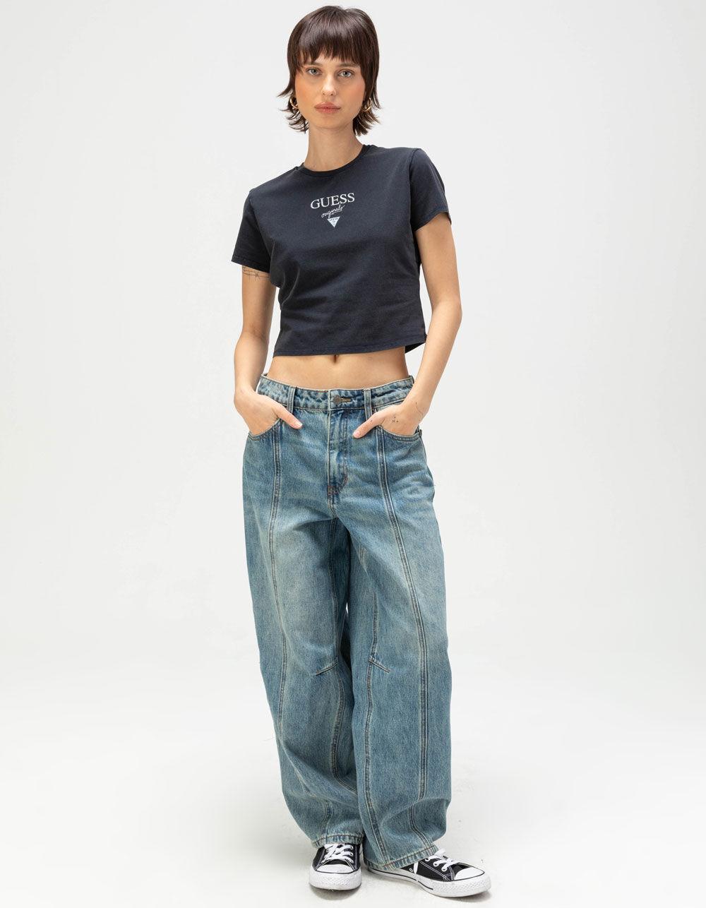 GUESS ORIGINALS Baker Logo Vintage Womens Baby Tee - WASHED BLACK Product Image